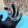 Red Skin Turquoise and Sterling Silver Stretch Bracelet