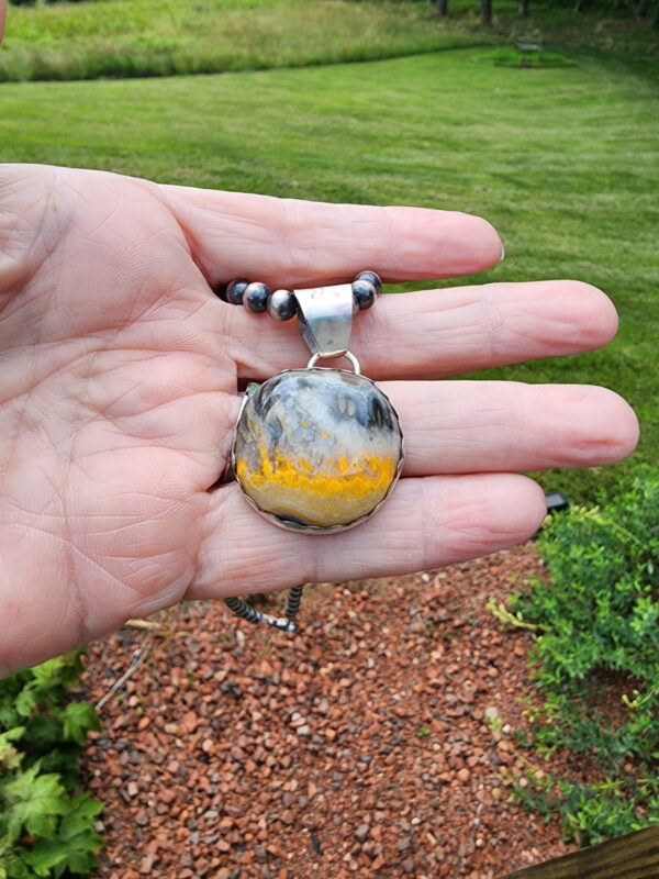 Bumblebee Jasper Handmade Pendant and Oxybeads