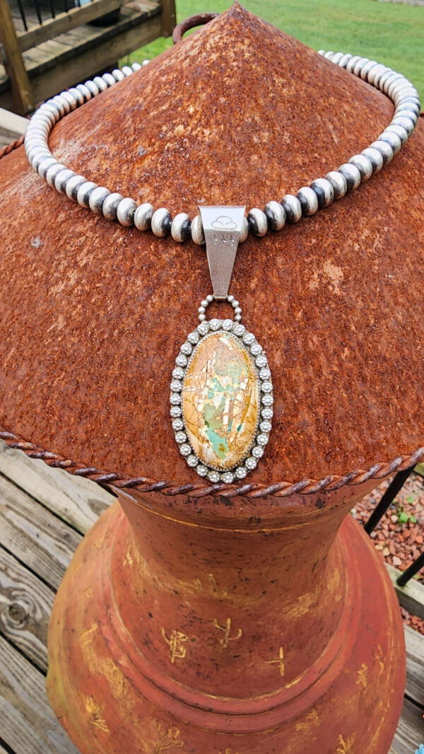 Royston Turquoise Pendant on Handmade Navajo Pearls