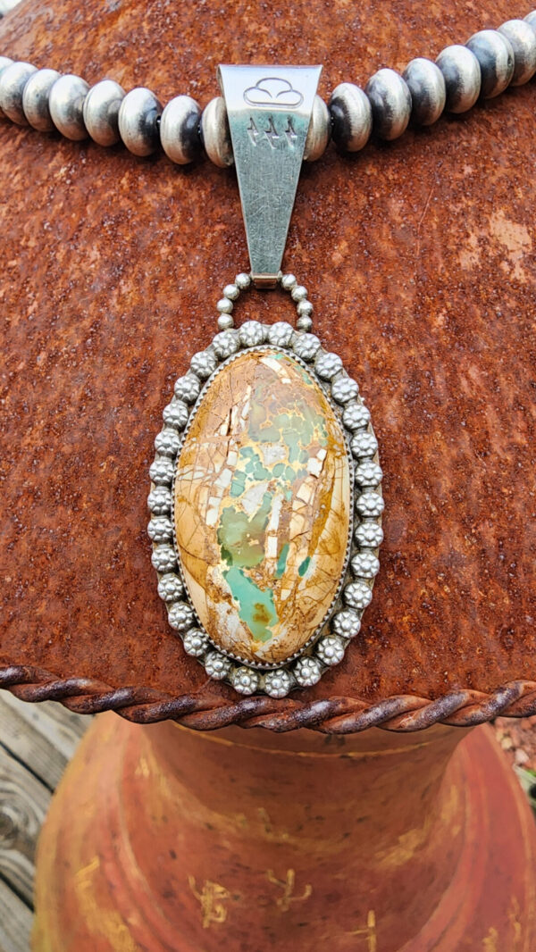 Royston Turquoise Pendant on Handmade Navajo Pearls