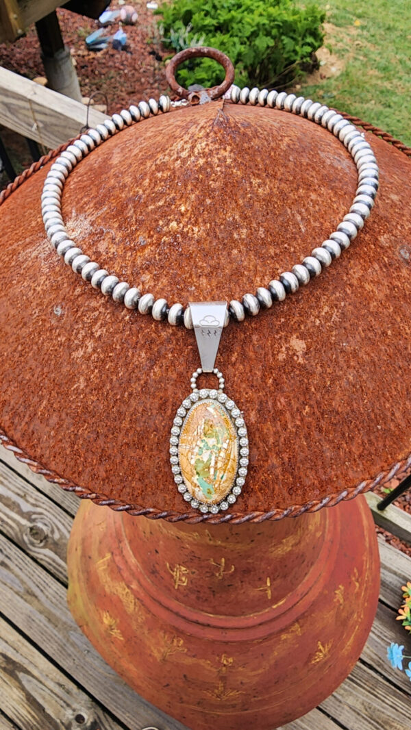 Royston Turquoise Pendant on Handmade Navajo Pearls