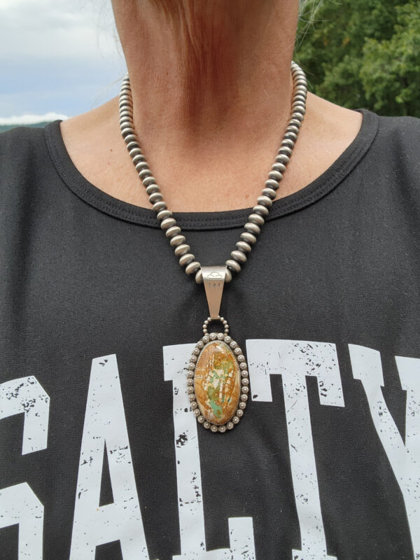 Royston Turquoise Pendant on Handmade Navajo Pearls