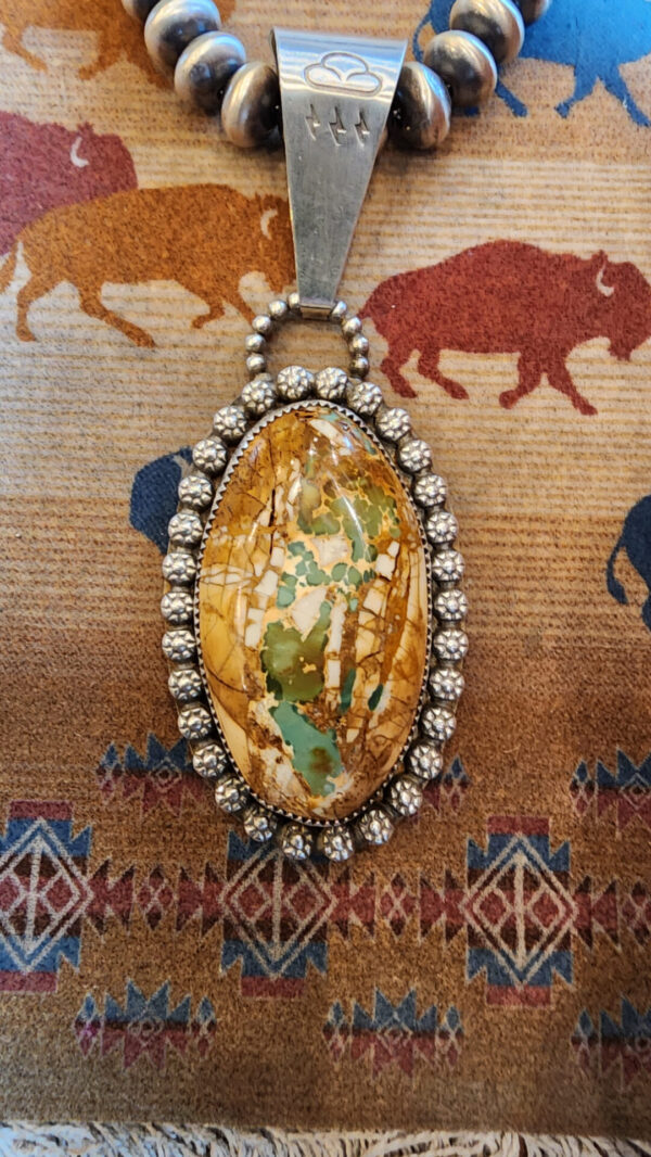Royston Turquoise Pendant on Handmade Navajo Pearls