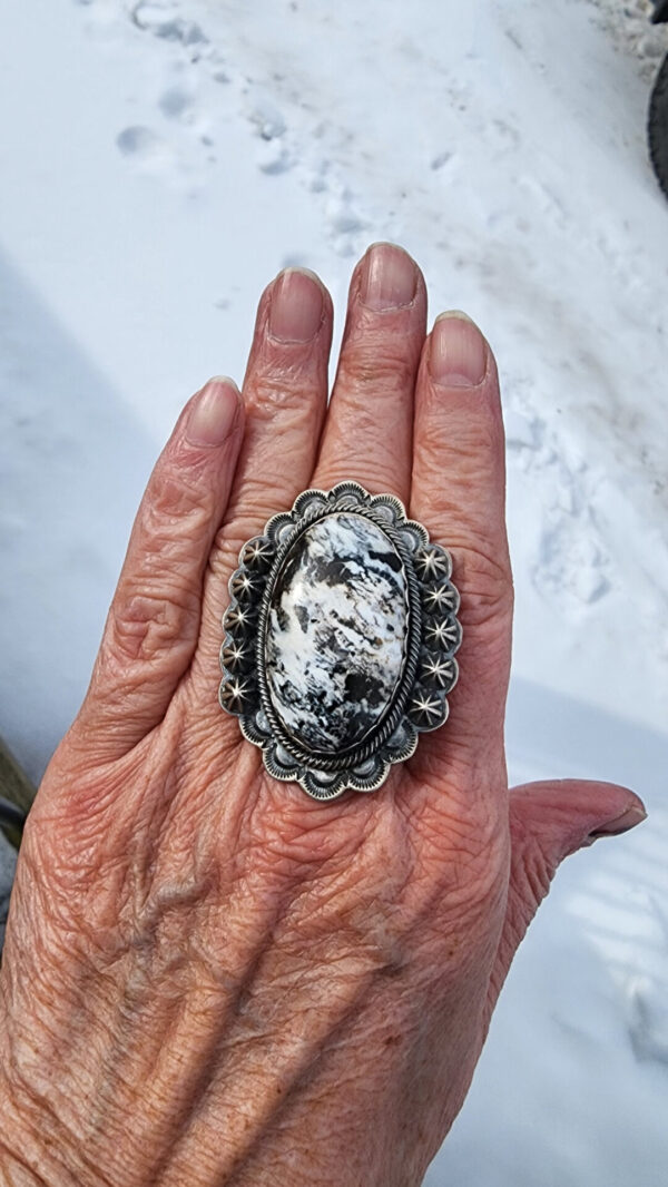 Daniel Benally White Buffalo Ring, size 9