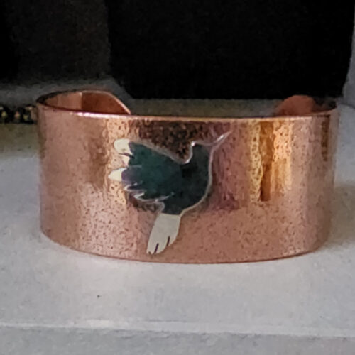 Copper Cuff with Sterling Silver Hummingbird
