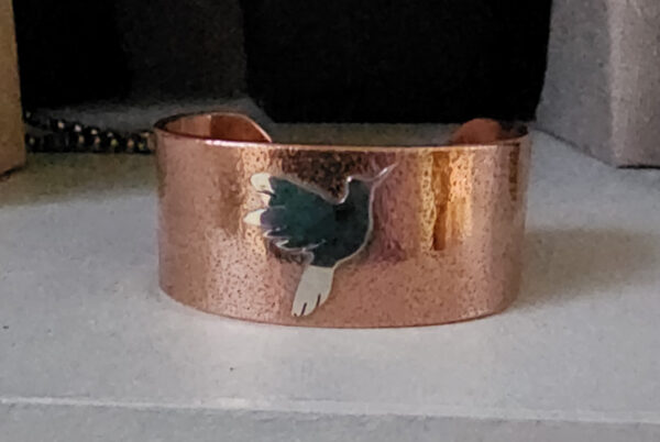 20260131_161844 Copper Cuff with Sterling Silver Hummingbird