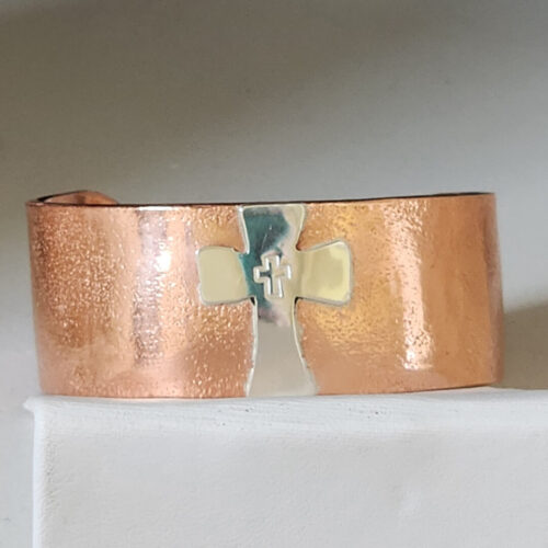Copper Cuff with Sterling Silver Cross