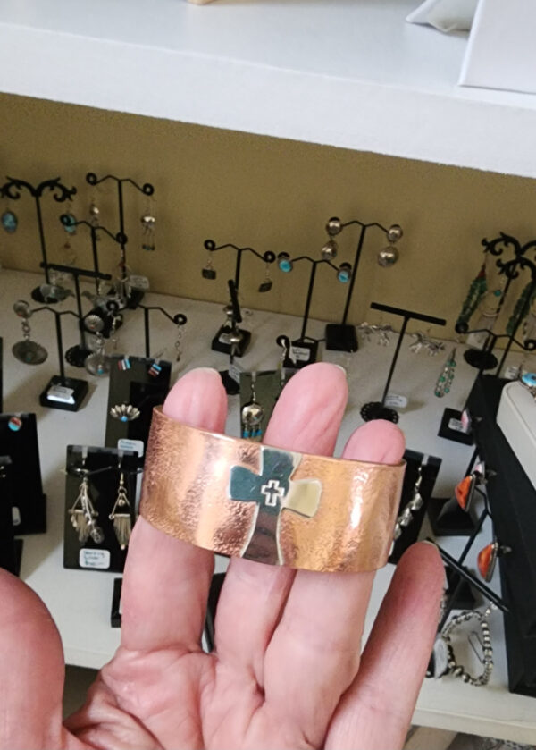 20260202_114443 Copper Cuff with Sterling Silver Cross