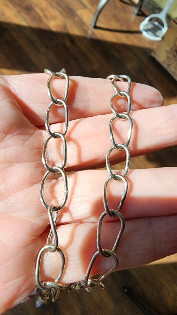 20260209_110724 Pink Conch Charm Pendant on Handmade Sterling Silver Paperclip Chain