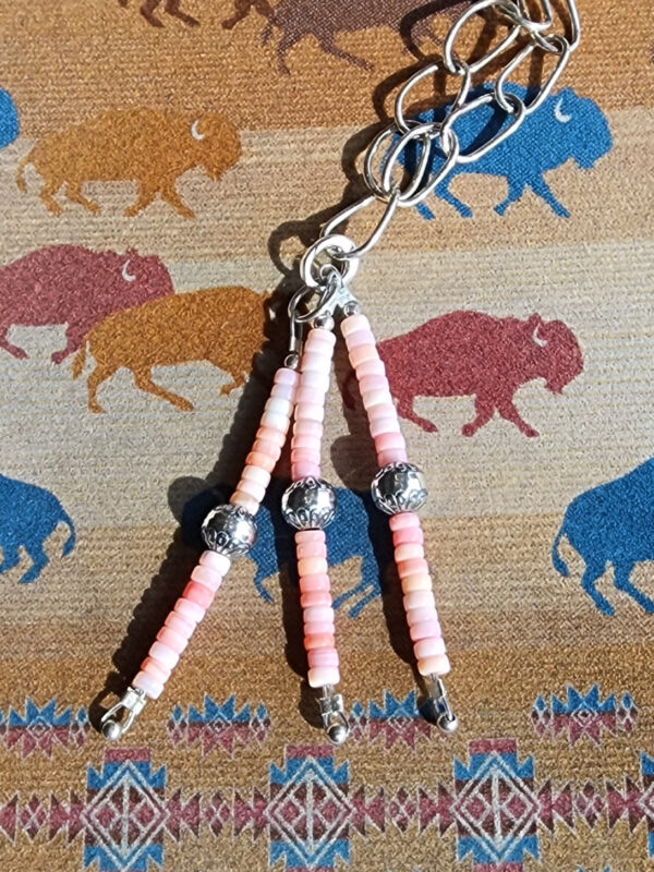 20260209_110952 Pink Conch Charm Pendant on Handmade Sterling Silver Paperclip Chain