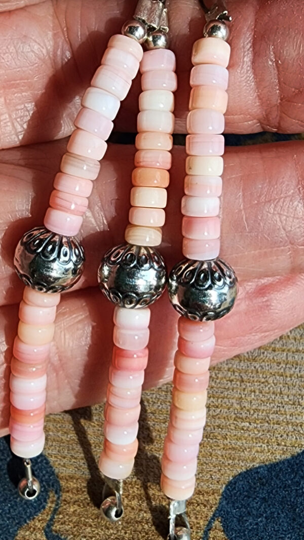 20260209_110959 Pink Conch Charm Pendant on Handmade Sterling Silver Paperclip Chain