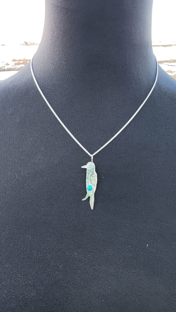 Lucille Platero Crow Pendant with Turquoise