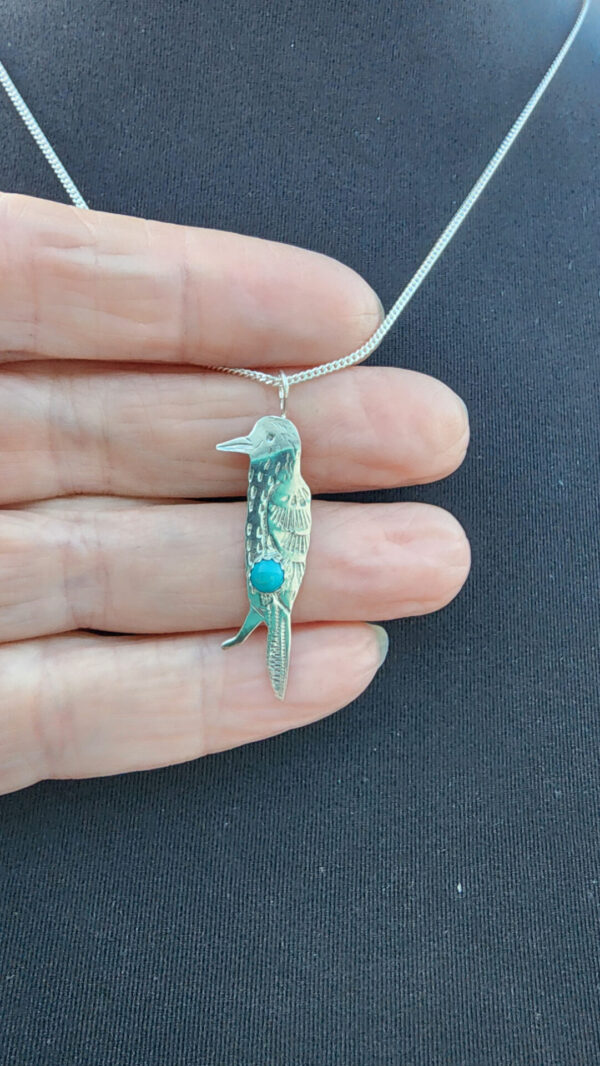Lucille Platero Crow Pendant with Turquoise