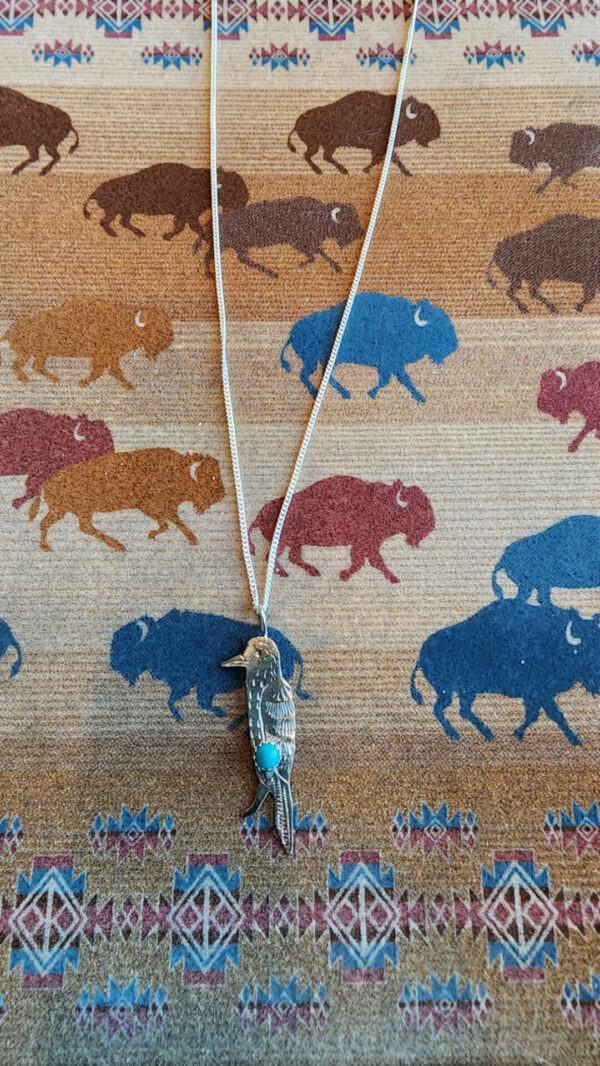 Lucille Platero Crow Pendant with Turquoise