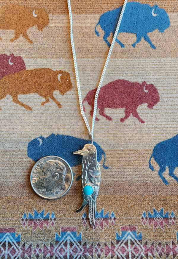 Lucille Platero Crow Pendant with Turquoise