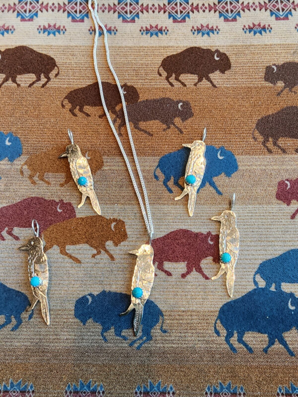 Lucille Platero Crow Pendant with Turquoise