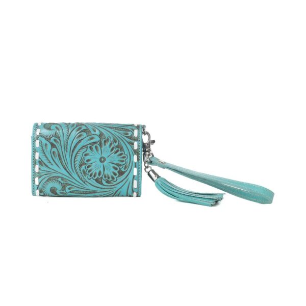 EliseLagoon.2 Elise Handtooled Leather Wallet in Lagoon Trail