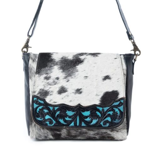 Myra Sagebrush Vale Hairon Leather Concealed Carry Bag in Onyx Frost