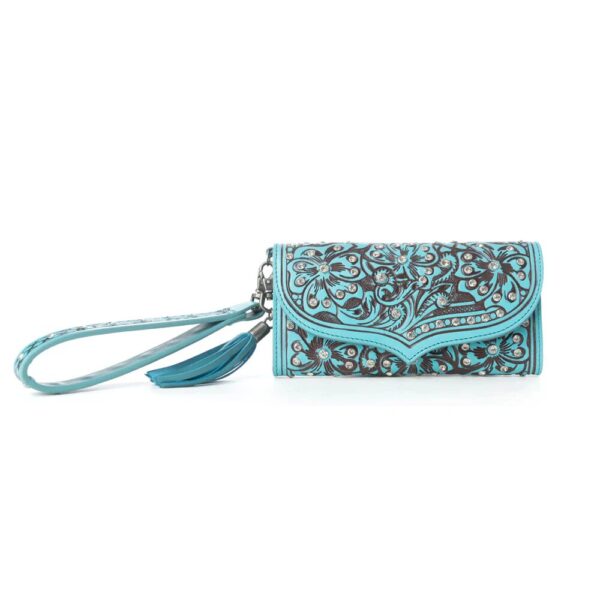 WildflowerStoryTurq Wildflower Story Handtooled Wallet in Turquoise