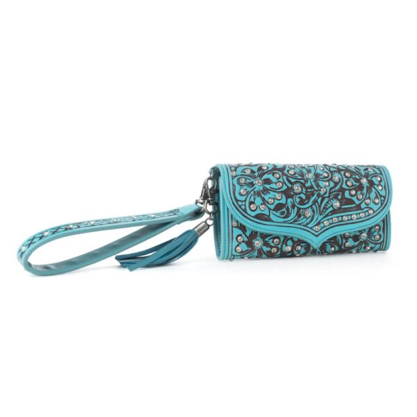 WildflowerStoryTurq1 Wildflower Story Handtooled Wallet in Turquoise