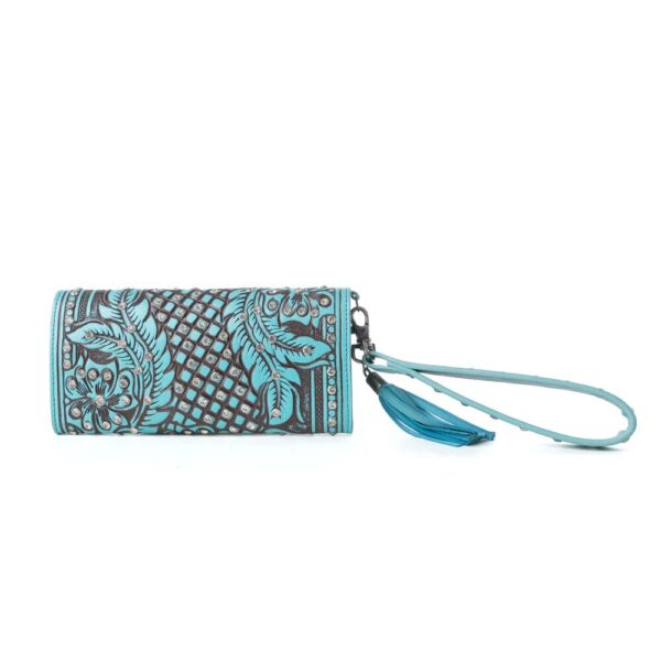 WildflowerStoryTurq2 Wildflower Story Handtooled Wallet in Turquoise